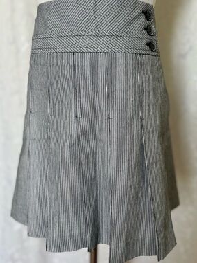 le chateau Gray and White Pinstripe A-Line Skirt